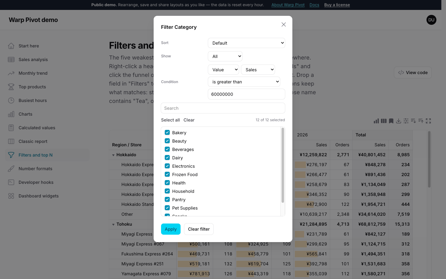Filter by conditions